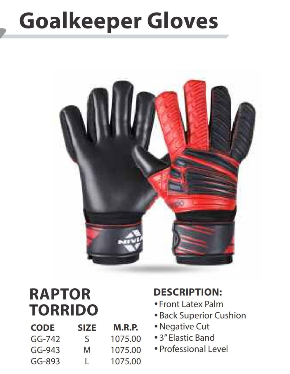 NIVIA RAPTOR TORRIDO FOOTBALL GOAL KEEPER GLOVES